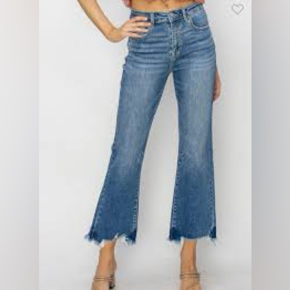 Risen High Rise Cropped Distressed Hem Jeans - Blue
Style number RDP1059 - Picture 5 of 8